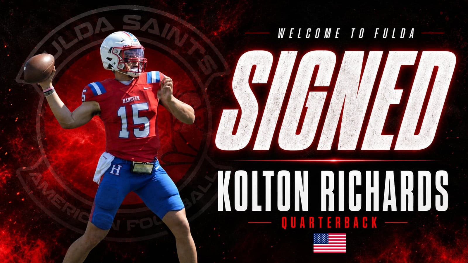 Kolton Richards beim Pass — neuer Quarterback der Fulda Saints